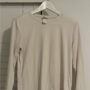 H&M White Ribbed Longsleeve shirt